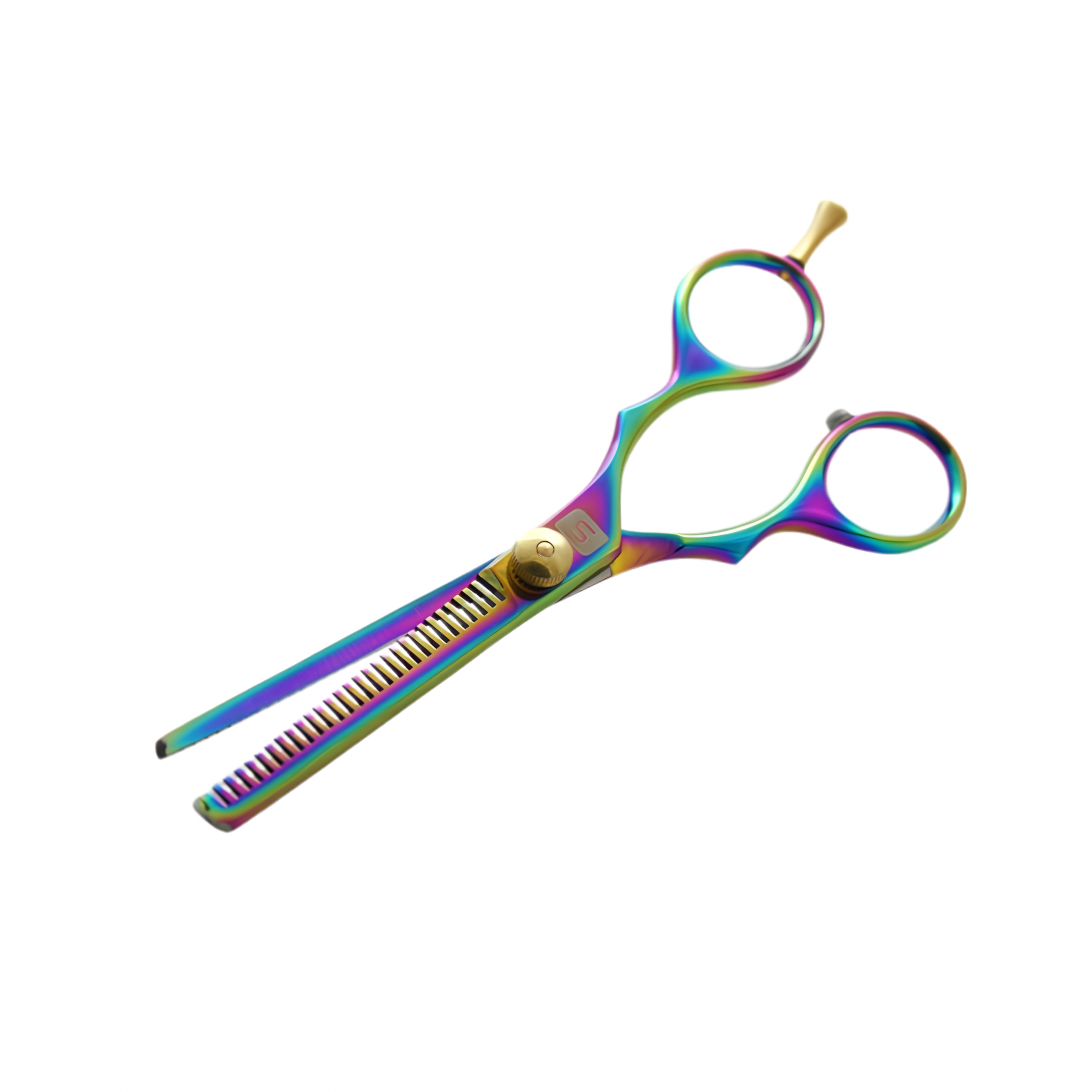 Professional Hairdressing Scissors Set, Japanese-Style Hair Cutting and Thinning Scissors with Multi-Colour Accents, Silver, 5.5", Presentation Case and Protective Cover Included - Image 3