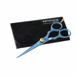 Alternative view of Professional Hairdressing Scissors, Japanese J2 Steel Hair Cutting Scissors for Wet or Dry Hair, Blue, 5.5", Presentation Case and Protective Cover Included