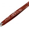 Eyebrow Hair Tweezers, Hair Removal Tweezers, Slant Tip, Red Hearts