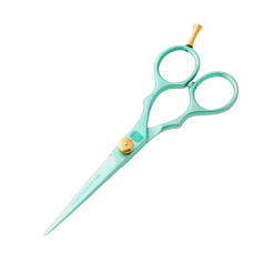 Professional Hairdressing Scissors, Japanese J2 Steel Hair Cutting Scissors for Wet or Dry Hair, Green, 5.5", Presentation Case and Protective Cover Included
