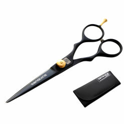 Left-Handed Professional Hairdressing Scissors, Japanese-Style Hair Cutting Scissors for Wet or Dry Hair, Black, 6.0", Presentation Case and Protective Cover Included