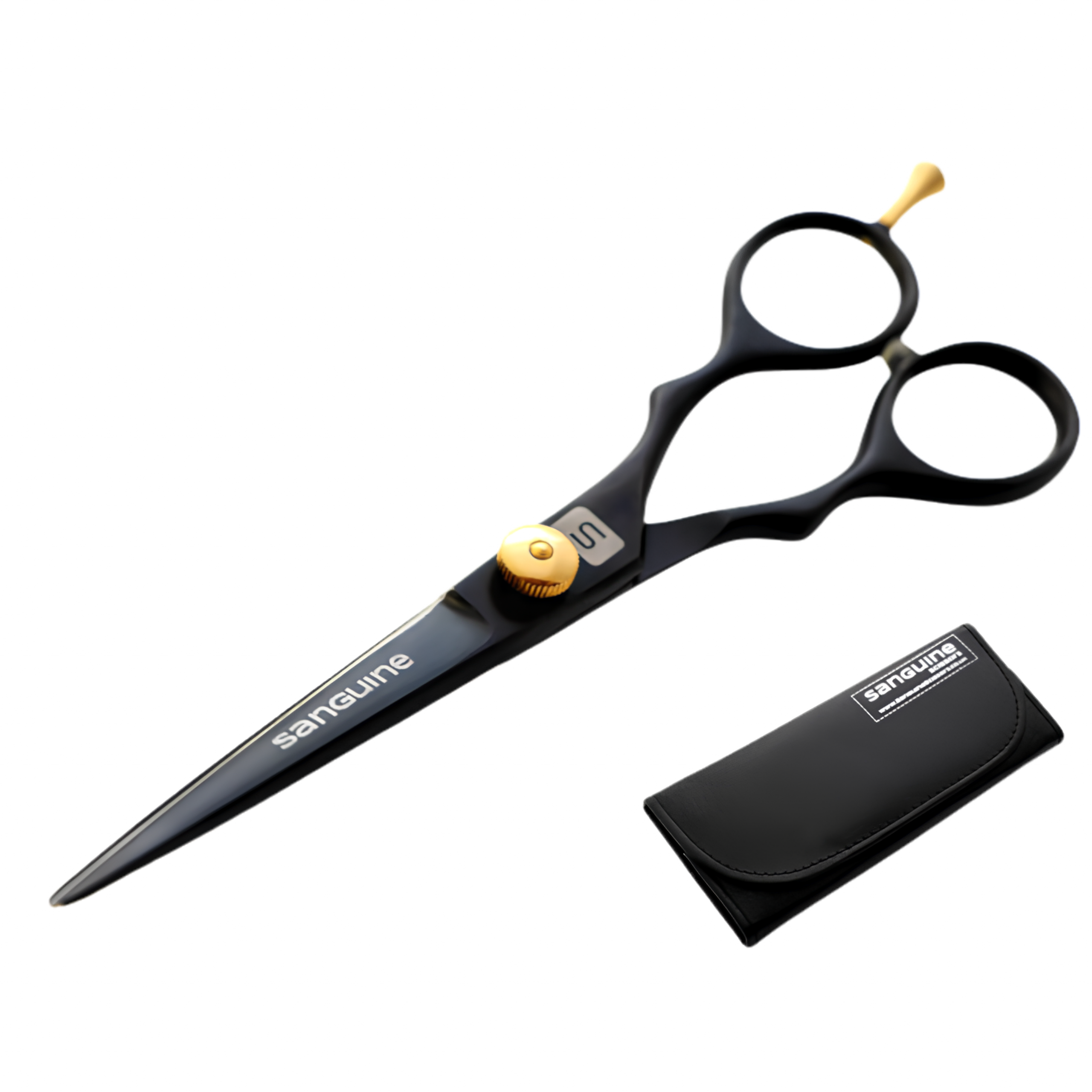 Left-Handed Professional Hairdressing Scissors, Japanese-Style Hair Cutting Scissors for Wet or Dry Hair, Black, 6.0", Presentation Case and Protective Cover Included