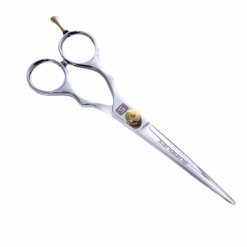 Left-Handed Professional Hairdressing Scissors, Japanese-Style Hair Cutting Scissors for Wet or Dry Hair, Silver, 6.0", Presentation Case and Protective Cover Included