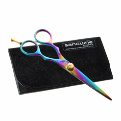 Alternative view of Left-Handed Professional Hairdressing Scissors, Japanese-Style Hair Cutting Scissors with Multi-Colour Accents, 6.0", Presentation Case and Protective Cover Included
