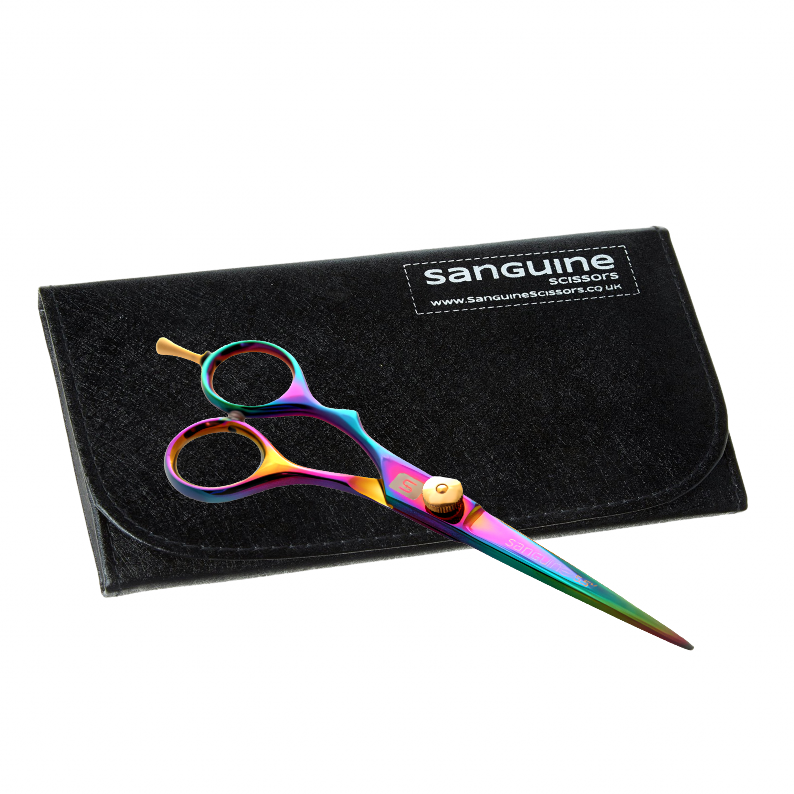 Alternative view of Professional Left Offset Hairdressing Scissors, Japanese J2 Steel Hair Cutting Scissors for Wet or Dry Hair, Multi-Colour Accents, 5.5", Presentation Case and Protective Cover Included