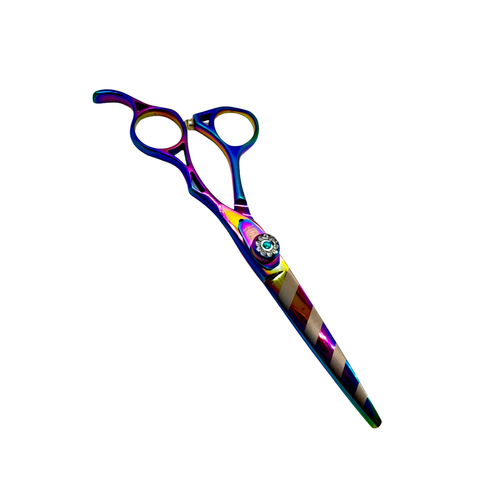 Master 82T Handmade Professional Right-Handed Offset Hairdressing Scissors, 440C Steel Titanium-Coated Hair Cutting Scissors, Multi-Colour, 5.5", Faux Leather Premium or Standard Packaging, Oil and Cleaning Cloth Included