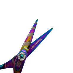 Alternative view of Master 82T Handmade Professional Right-Handed Offset Hairdressing Scissors, 440C Steel Titanium-Coated Hair Cutting Scissors, Multi-Colour, 5.5", Faux Leather Premium or Standard Packaging, Oil and Cleaning Cloth Included