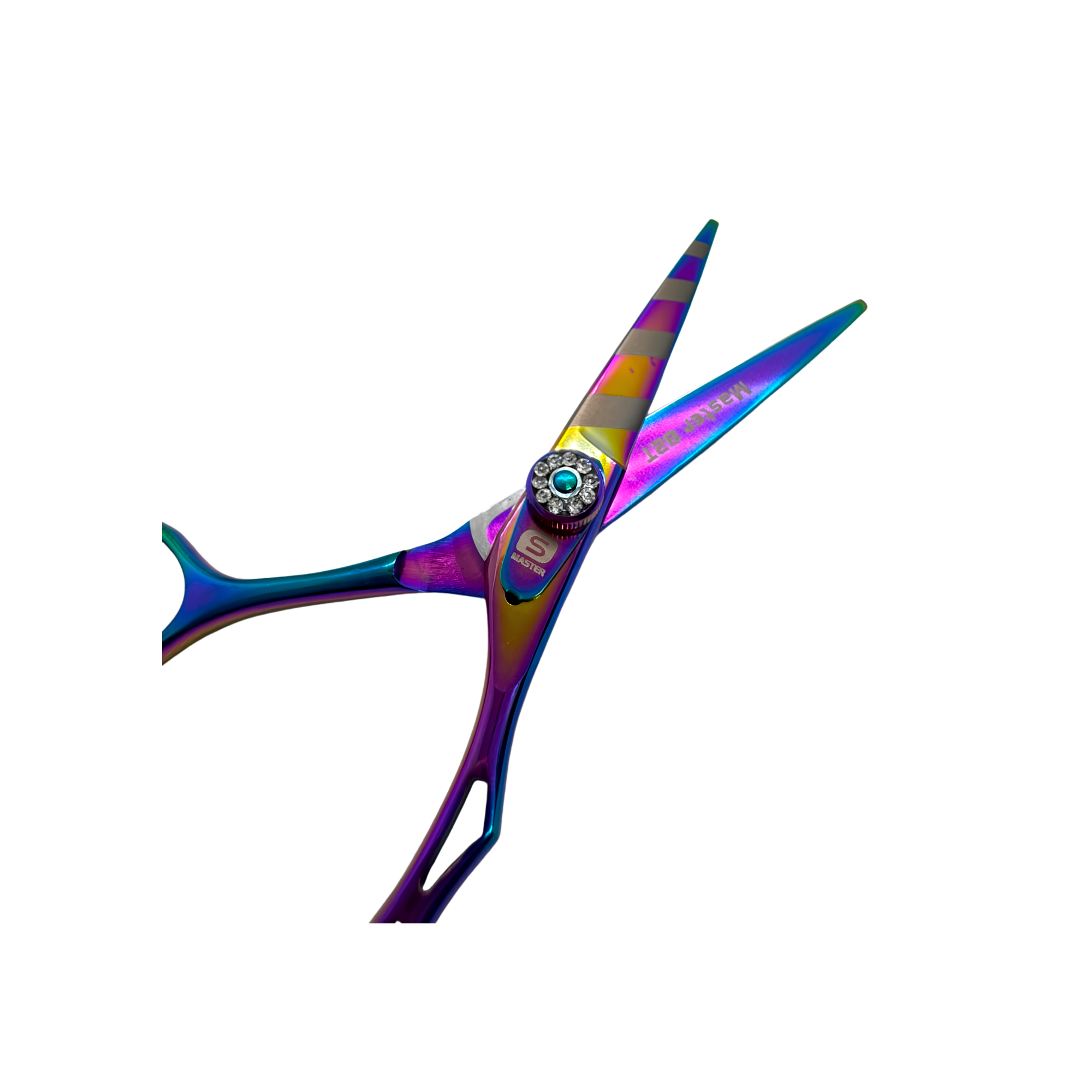 Master 82T Handmade Professional Right-Handed Offset Hairdressing Scissors, 440C Steel Titanium-Coated Hair Cutting Scissors, Multi-Colour, 5.5", Faux Leather Premium or Standard Packaging, Oil and Cleaning Cloth Included - Image 3