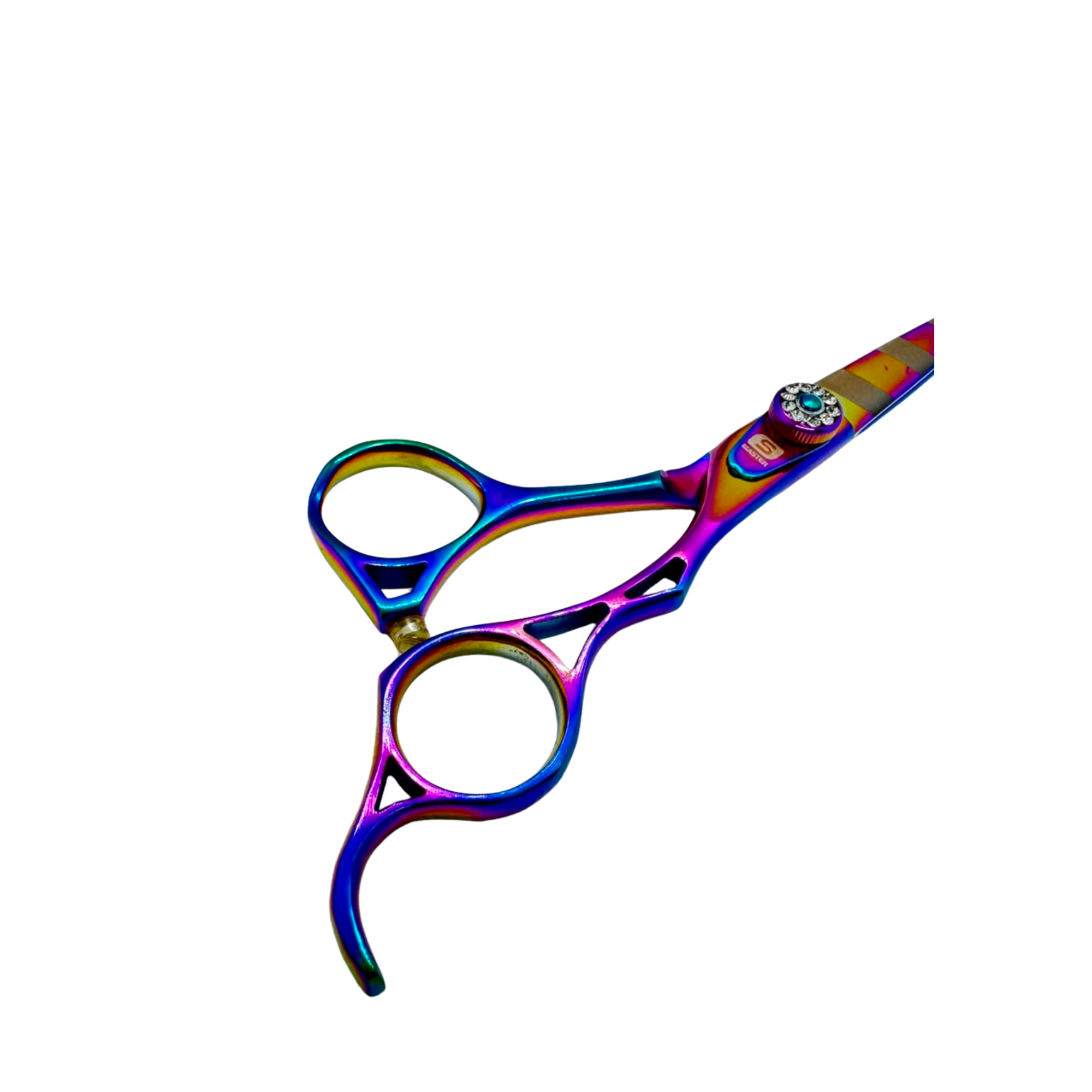 Master 82T Handmade Professional Right-Handed Offset Hairdressing Scissors, 440C Steel Titanium-Coated Hair Cutting Scissors, Multi-Colour, 5.5", Faux Leather Premium or Standard Packaging, Oil and Cleaning Cloth Included - Image 5
