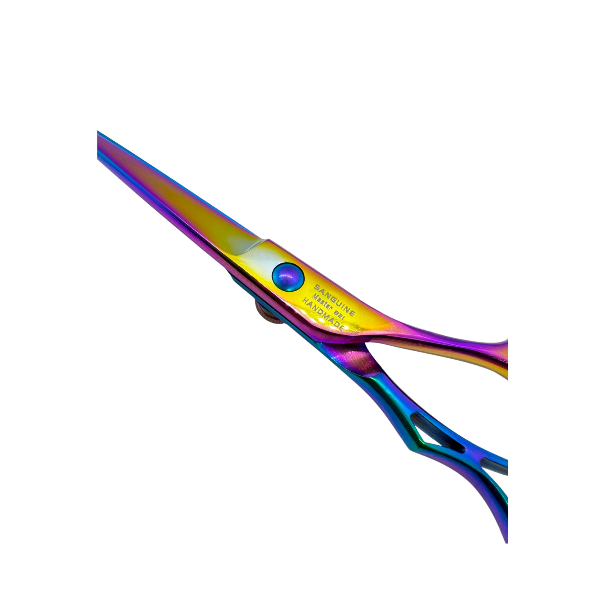 Master 82T Handmade Professional Right-Handed Offset Hairdressing Scissors, 440C Steel Titanium-Coated Hair Cutting Scissors, Multi-Colour, 5.5", Faux Leather Premium or Standard Packaging, Oil and Cleaning Cloth Included - Image 6