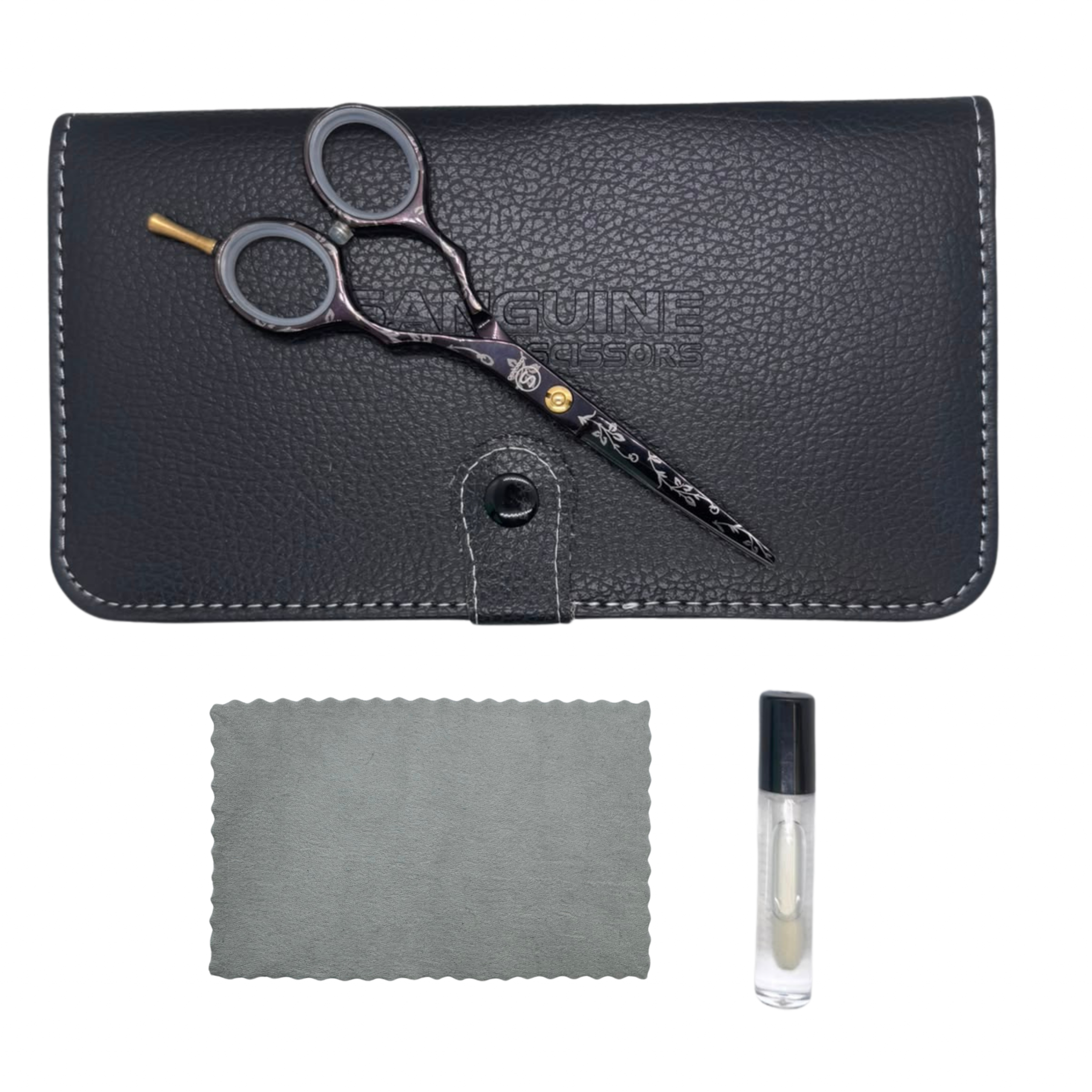 Todano FB Professional Right-Handed Hairdressing Scissors, Handmade Premium Hair Cutting Scissors, Ultra-Sharp, 5.5", Choice of Faux Leather Premium or Standard Packaging, Oil Bottle and Cleaning Cloth Included