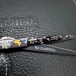 Todano FB Professional Right-Handed Hairdressing Scissors, Handmade Premium Hair Cutting Scissors, Ultra-Sharp, 5.5", Choice of Faux Leather Premium or Standard Packaging, Oil Bottle and Cleaning Cloth Included - Image 4