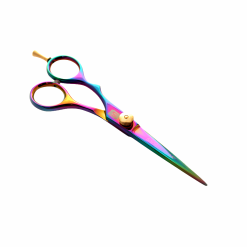 Professional Left Offset Hairdressing Scissors, Japanese J2 Steel Hair Cutting Scissors for Wet or Dry Hair, Multi-Colour Accents, 5.5", Presentation Case and Protective Cover Included