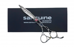 Xperia X30 Professional Right-Handed Offset Hairdressing Scissors, Handmade Hitachi Steel with Decorative Cut-Out Design, 6 Inches
