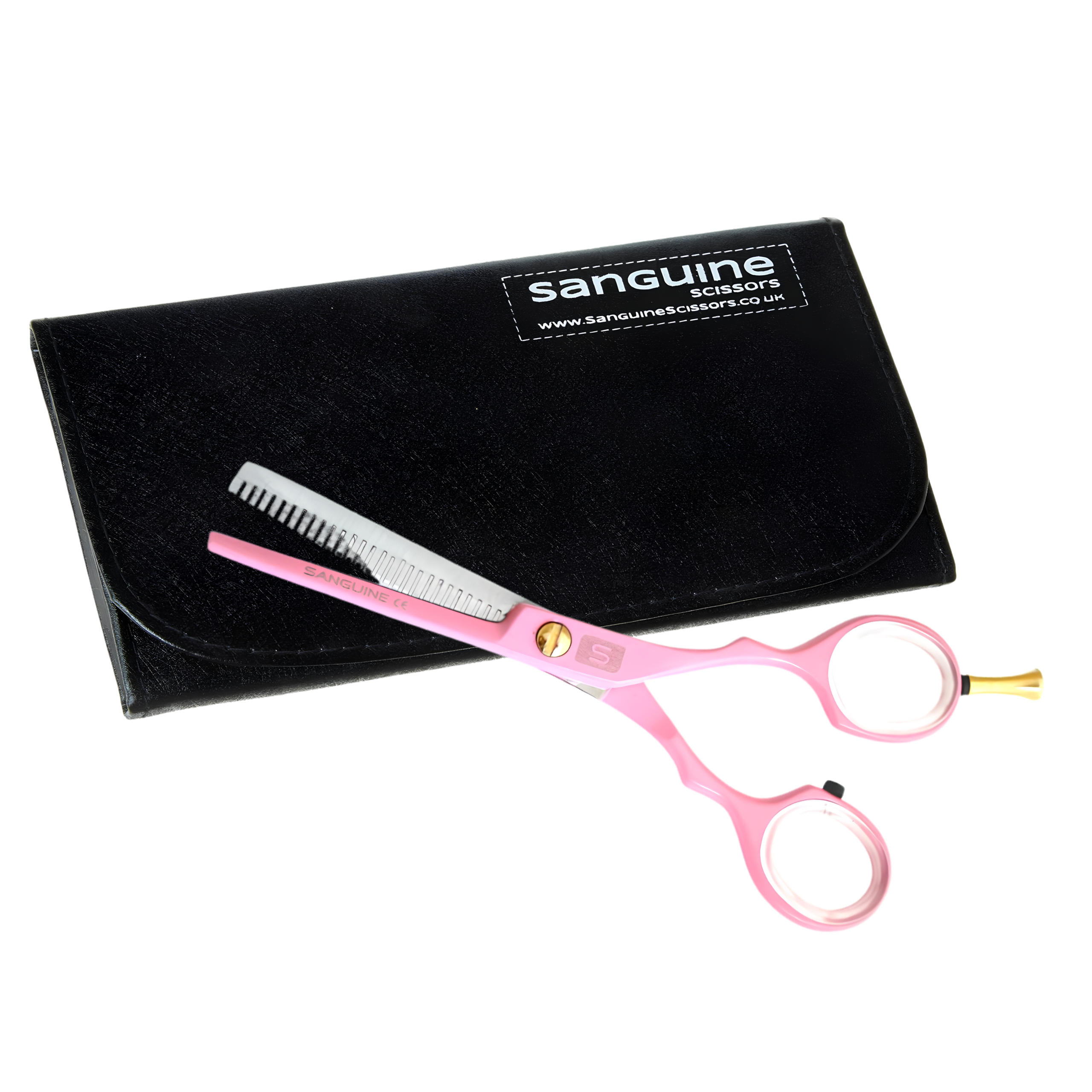 Professional Thinning Scissors, Japanese J2 Steel Hairdressing Scissors for Texturising and Thinning, Pink, 5.75", Presentation Case Included - Image 2