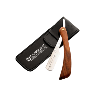 Men’s Shaving Razor, Straight Razor for Beard & Moustache Grooming, Natural Wood Handle (Wood-R5) with Pouch